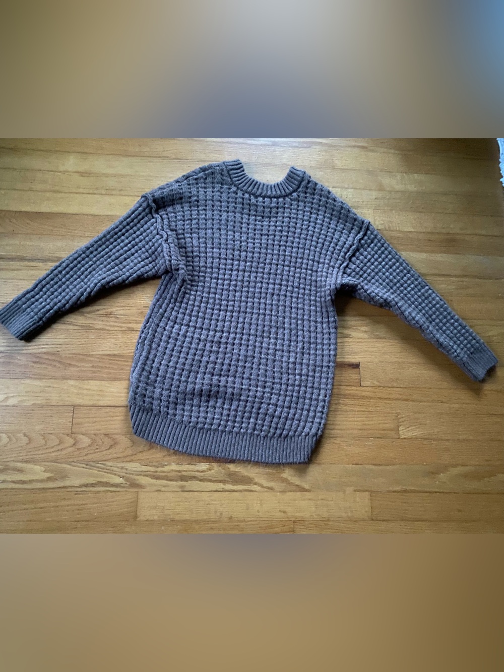 SO Brown Waffle Knit Crewneck Sweater